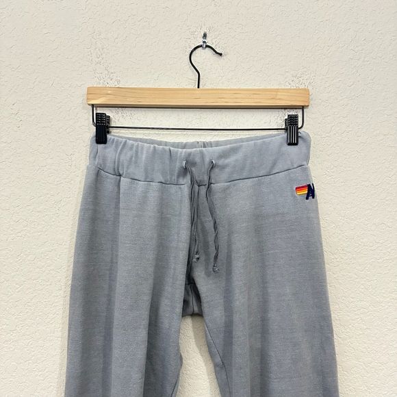 AVIATOR NATION Rainbow Ribbed Trim Sweatpants in Grey *RARE* - Picture 3 of 10